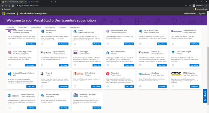 Microsoft free product listings