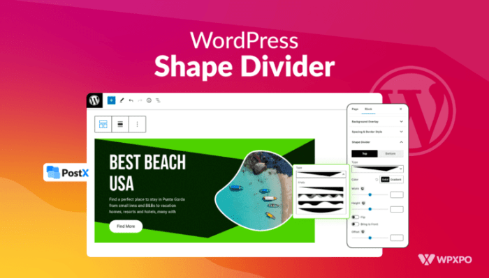 How to create a custom shape divider in wordpress