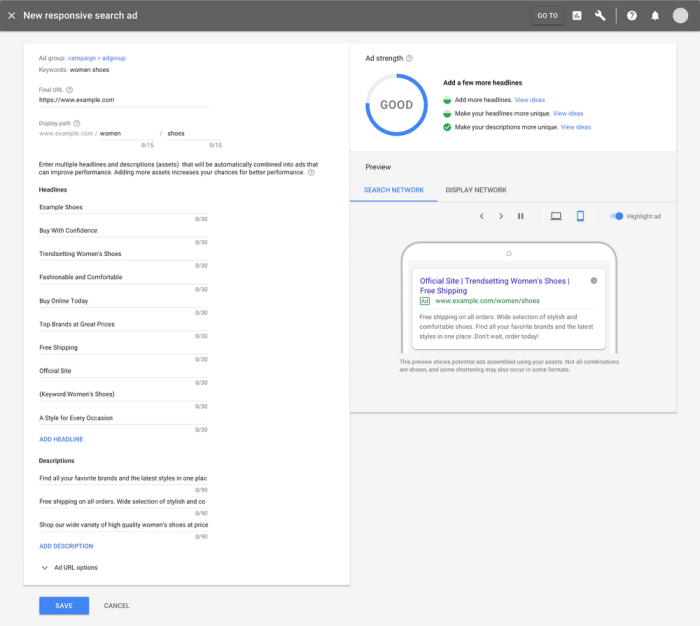 Ad strength google ads average excellent