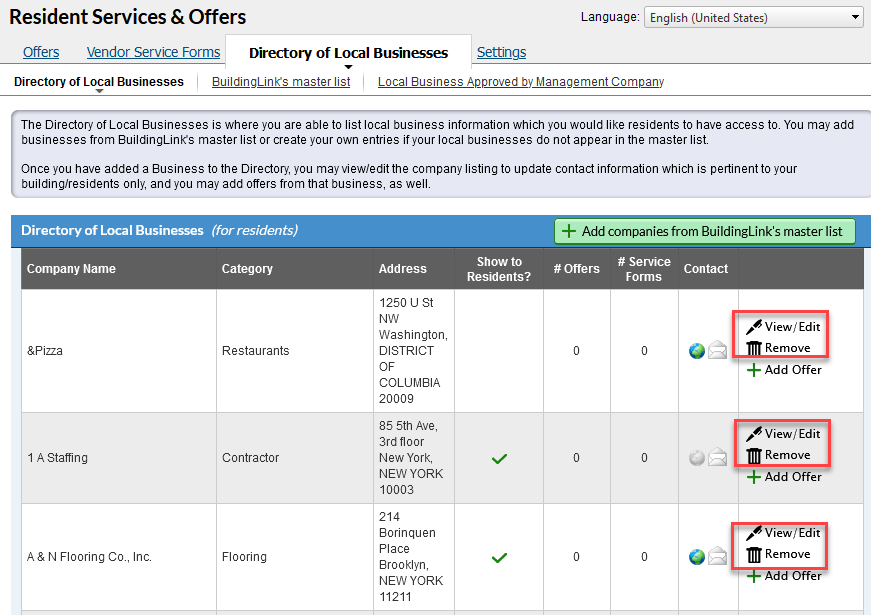 Local business listing management