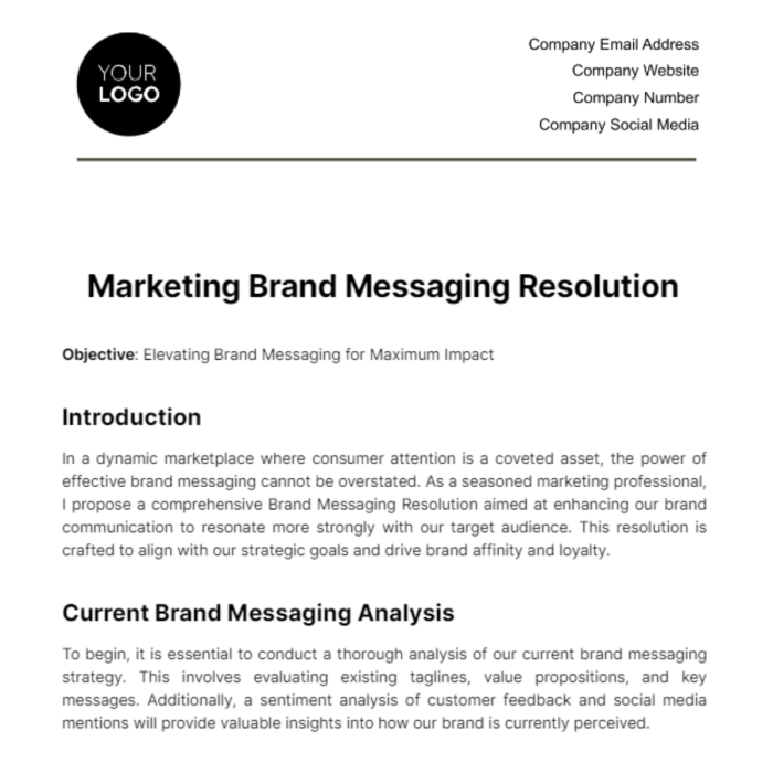 Free Marketing Brand Messaging Resolution Template to Edit Online Brand messaging why strength matters for technology services firms