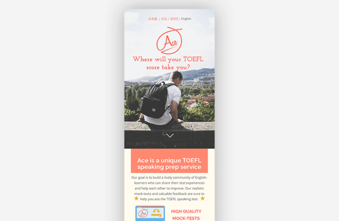 Build perfect mobile landing page