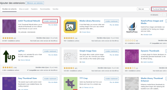 Install ajax thumbnail rebuild plugin