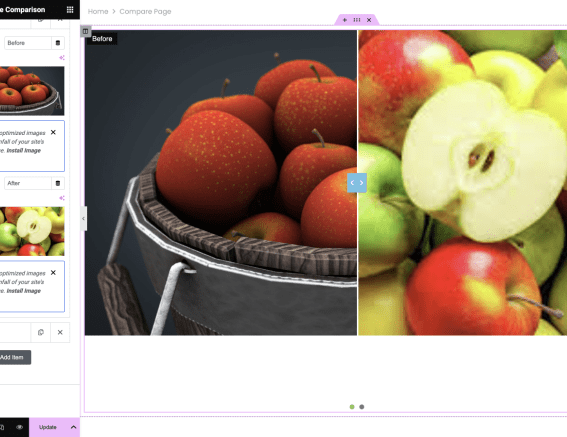 How to show before and after photo in wordpress