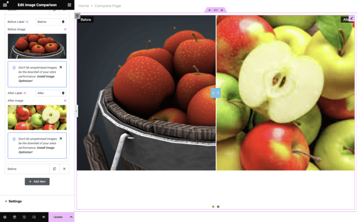 How to show before and after photo in wordpress