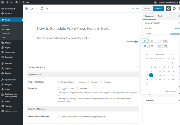 How to bulk schedule posts in wordpress
