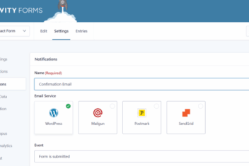 Gravity forms email and form settings