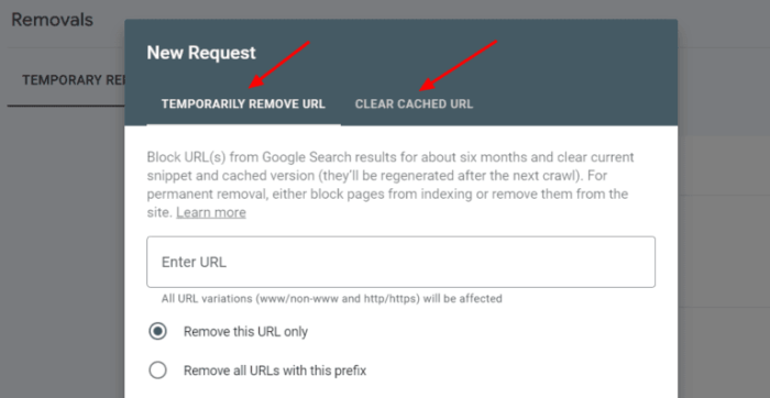 Googles advice on fixing unwanted indexed urls
