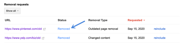 Google remove outdated content