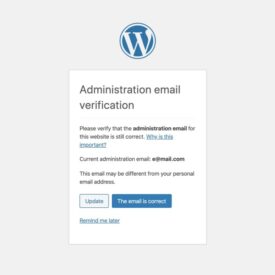How to disable wordpress admin email verification notice