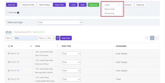 How to delete post in wordpress