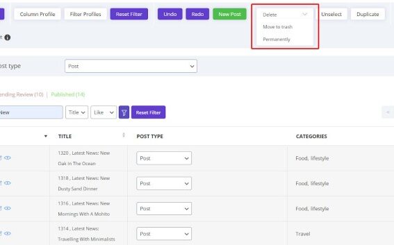 How to delete post in wordpress
