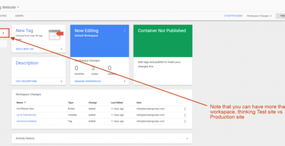 Creating a new google analytics property using google tag manager gtm