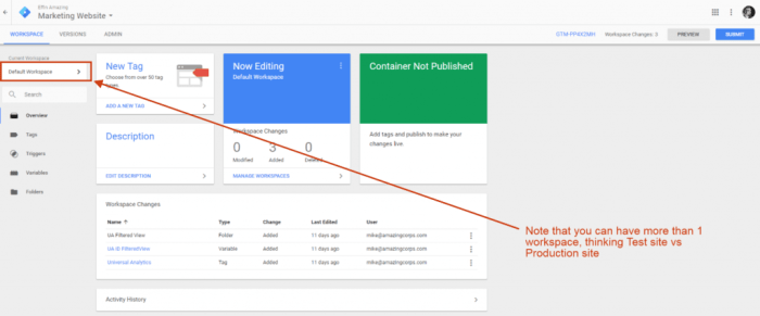 Creating a new google analytics property using google tag manager gtm