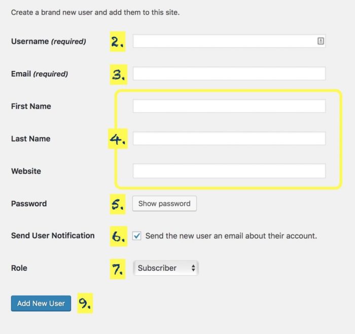 How to add new user in wordpress