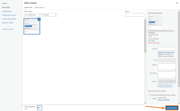How to uploading media into wordpress